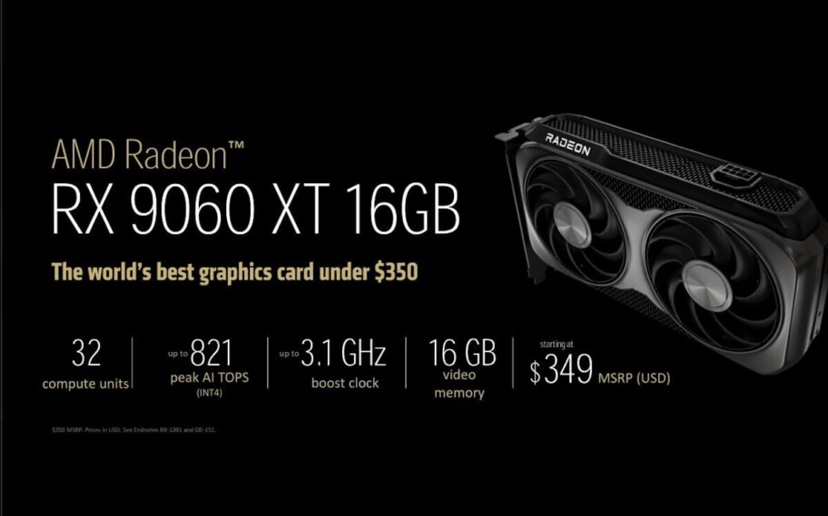 AMD Radeon RX 9060 XT com 16GB é anunciada